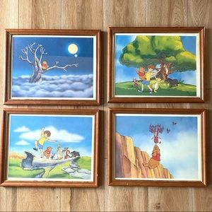 Disney Winnie the Pooh Framed Wall Decor 4pc 14”x11”